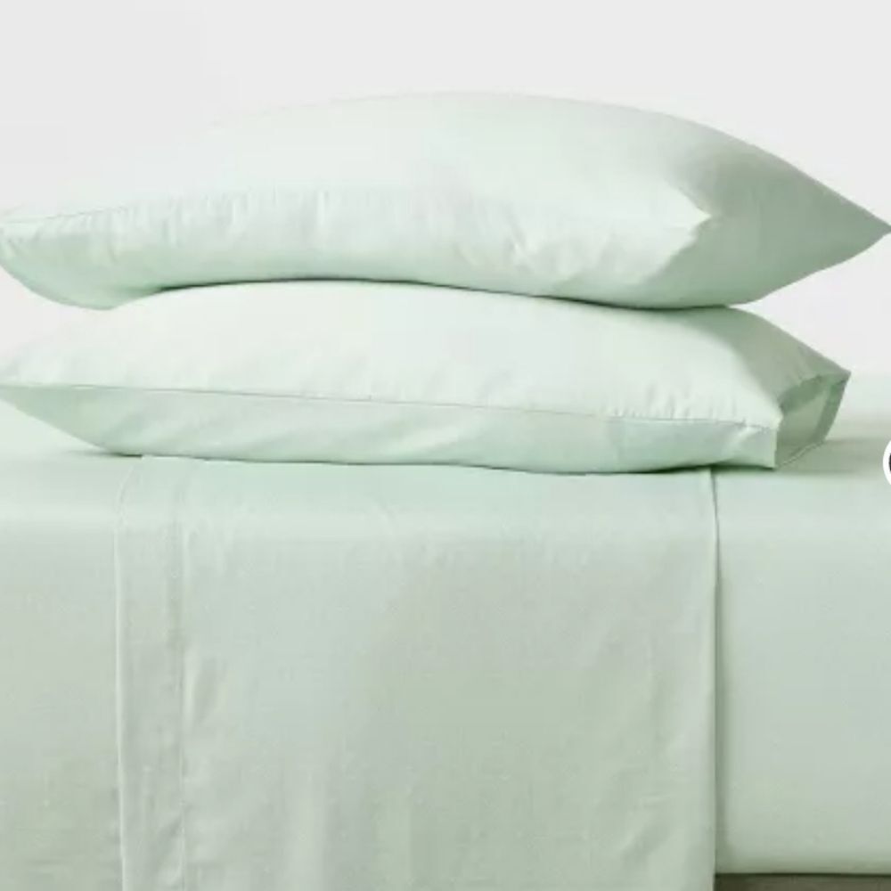 Easy Care Cotton Blend Sateen Sheet Set - Room Essentials Mint Dot
